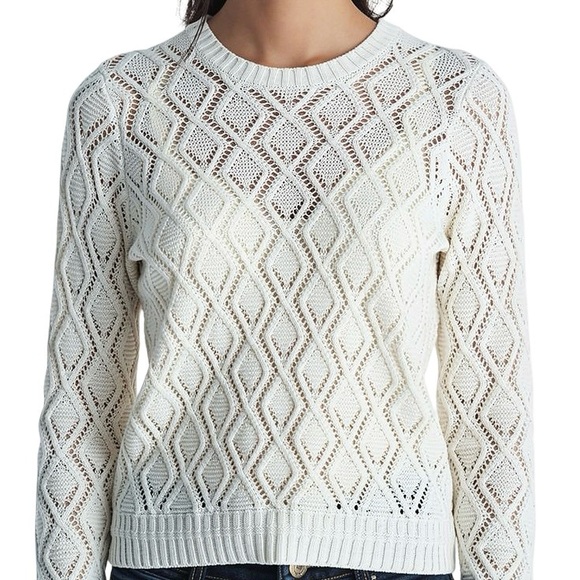 LOFT Sweaters - LOFT Cream Diamond Knit Sweater Petite